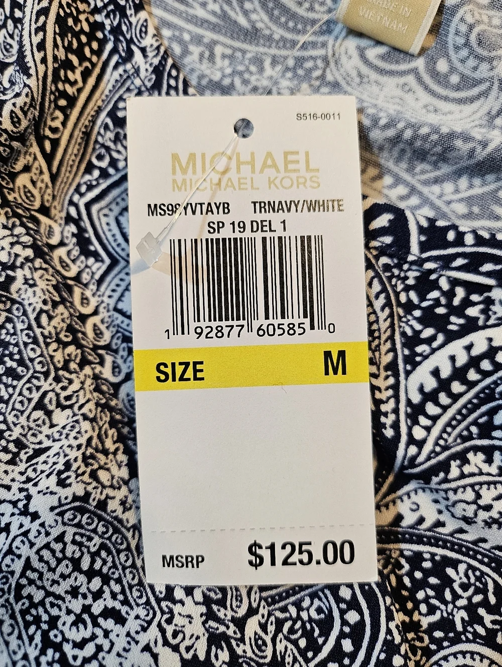 NWT Michael Michael Kors Navy White Paisley Floral Ruffle Wrap Style Dress